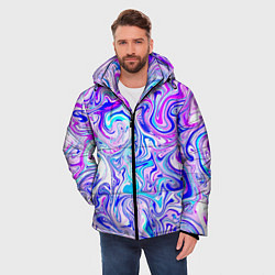 Куртка зимняя мужская Акварельные линии, цвет: 3D-светло-серый — фото 2