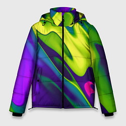 Куртка зимняя мужская Сине-зелёное и фиолетовое абстрактное слияние, цвет: 3D-черный