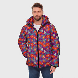 Куртка зимняя мужская Цветочная геометрия, цвет: 3D-красный — фото 2