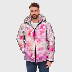 Куртка зимняя мужская Розовое множество красок и пузырей, цвет: 3D-светло-серый — фото 2