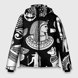 Куртка зимняя мужская Египетские знаки на черном фоне, цвет: 3D-черный