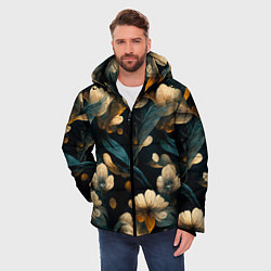 Куртка зимняя мужская Узор цветочный паттерн, цвет: 3D-черный — фото 2