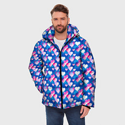 Куртка зимняя мужская Узор из сердечек, цвет: 3D-светло-серый — фото 2
