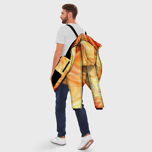 Мужская зимняя куртка Абстрактные оранжево-жёлтые солнечные волны / 3D-Черный – фото 5