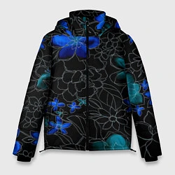 Куртка зимняя мужская Неоновые цветы, цвет: 3D-светло-серый