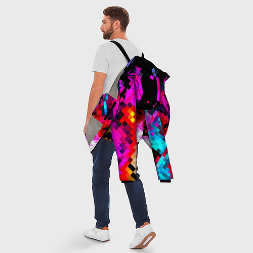 Мужская зимняя куртка Pixel neon mosaic / 3D-Светло-серый – фото 5