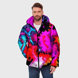 Куртка зимняя мужская Pixel neon mosaic, цвет: 3D-светло-серый — фото 2