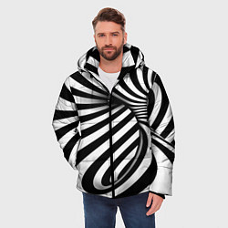 Куртка зимняя мужская Оптические иллюзии зебра, цвет: 3D-светло-серый — фото 2