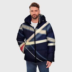 Куртка зимняя мужская Полосатая абстракция, цвет: 3D-светло-серый — фото 2