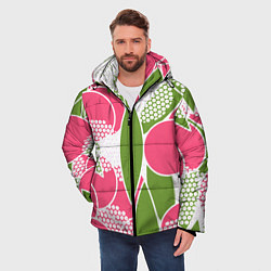 Куртка зимняя мужская Абстракция круги и зеленый лист, цвет: 3D-светло-серый — фото 2