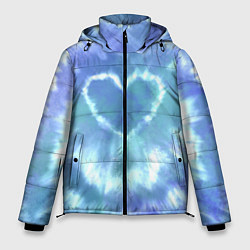 Куртка зимняя мужская Сердце - тай-дай - голубой, цвет: 3D-светло-серый
