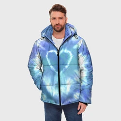 Куртка зимняя мужская Сердце - тай-дай - голубой, цвет: 3D-светло-серый — фото 2