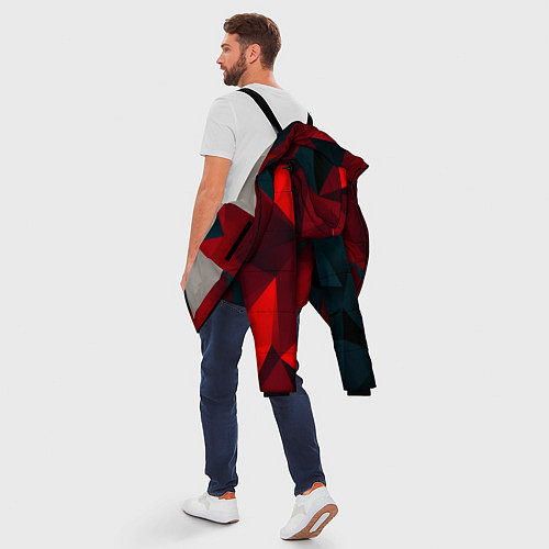 Мужская зимняя куртка Битва кубов красный и черный / 3D-Светло-серый – фото 5