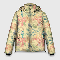 Куртка зимняя мужская Птицы и цветы, цвет: 3D-светло-серый