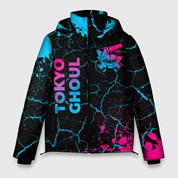 Куртка зимняя мужская Tokyo Ghoul - neon gradient: надпись, символ, цвет: 3D-черный