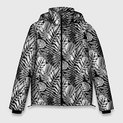 Куртка зимняя мужская Черно-белый узор монстера, цвет: 3D-черный