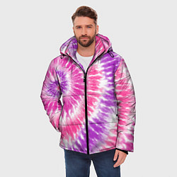 Куртка зимняя мужская Тай-дай розовый с фиолетовым, цвет: 3D-светло-серый — фото 2