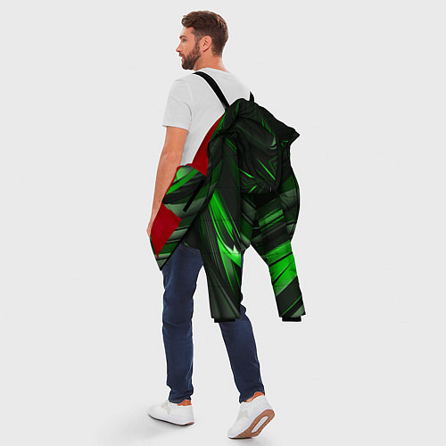 Мужская зимняя куртка Green black abstract / 3D-Красный – фото 5