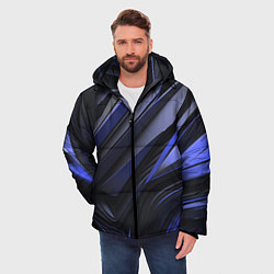 Куртка зимняя мужская Объемные черные и синие плиты, цвет: 3D-красный — фото 2