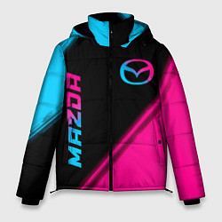 Куртка зимняя мужская Mazda - neon gradient: надпись, символ, цвет: 3D-черный