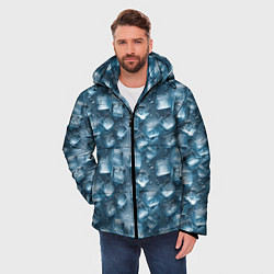 Куртка зимняя мужская Сочная текстура из ледяных кубиков, цвет: 3D-светло-серый — фото 2