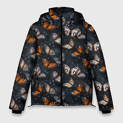 Куртка зимняя мужская Бабочки и капли - паттерн, цвет: 3D-черный