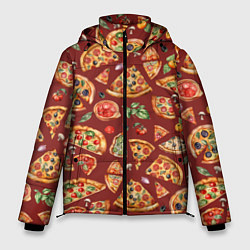 Куртка зимняя мужская Кусочки пиццы ассорти - акварельный паттерн, цвет: 3D-светло-серый