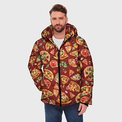 Куртка зимняя мужская Кусочки пиццы ассорти - акварельный паттерн, цвет: 3D-светло-серый — фото 2