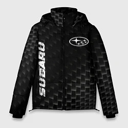 Куртка зимняя мужская Subaru карбоновый фон, цвет: 3D-черный