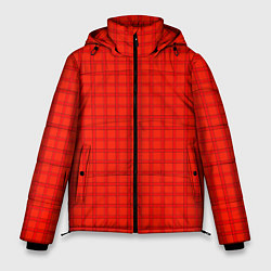 Куртка зимняя мужская Оранжево-красный клетчатый узор, цвет: 3D-красный