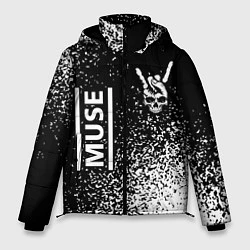 Куртка зимняя мужская Muse и рок символ на темном фоне, цвет: 3D-черный