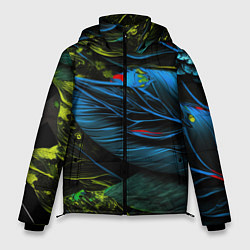Куртка зимняя мужская Синий лист абстракция, цвет: 3D-светло-серый