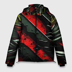 Куртка зимняя мужская Черные плашки на красном фоне, цвет: 3D-красный