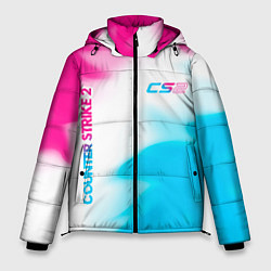 Куртка зимняя мужская Counter Strike 2 neon gradient style: надпись, сим, цвет: 3D-черный
