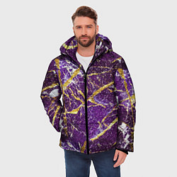 Куртка зимняя мужская Фиолетовые и золотые блестки, цвет: 3D-черный — фото 2