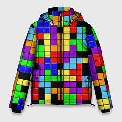 Куртка зимняя мужская Тетрис цветные блоки, цвет: 3D-красный