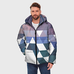 Куртка зимняя мужская Абстрактные разноцветные треугольники в паттерне, цвет: 3D-светло-серый — фото 2