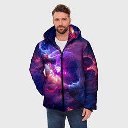 Куртка зимняя мужская Небула в космосе в фиолетовых тонах - нейронная се, цвет: 3D-красный — фото 2