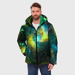 Куртка зимняя мужская Небула в космосе в зеленых тонах - нейронная сеть, цвет: 3D-красный — фото 2