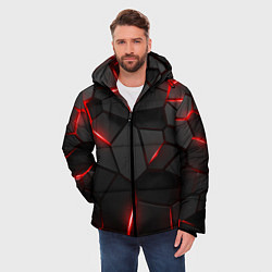Куртка зимняя мужская Плиты с красной подсветкой, цвет: 3D-черный — фото 2
