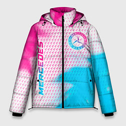 Куртка зимняя мужская Mercedes neon gradient style: надпись, символ, цвет: 3D-черный