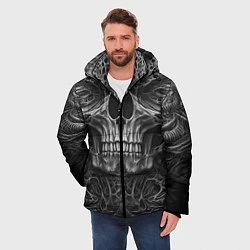 Куртка зимняя мужская Череп в стиле Гигера, цвет: 3D-черный — фото 2