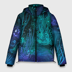 Куртка зимняя мужская Абстракция: неоновые огни подводного мира, цвет: 3D-светло-серый