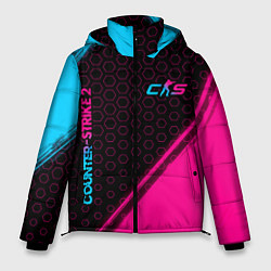 Куртка зимняя мужская Counter-Strike 2 - neon gradient: надпись, символ, цвет: 3D-черный