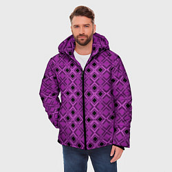 Куртка зимняя мужская Геометрический узор в пурпурных и лиловых тонах, цвет: 3D-красный — фото 2