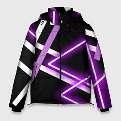 Куртка зимняя мужская Фиолетовые полоски с неоном, цвет: 3D-черный