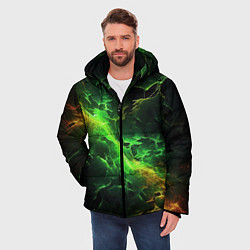 Куртка зимняя мужская Зеленая молния, цвет: 3D-черный — фото 2