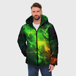 Куртка зимняя мужская Зеленое свечение молния, цвет: 3D-красный — фото 2