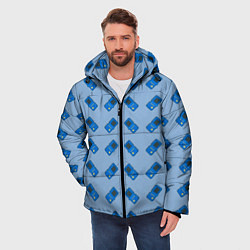 Куртка зимняя мужская Синяя консоль тетрис, цвет: 3D-красный — фото 2