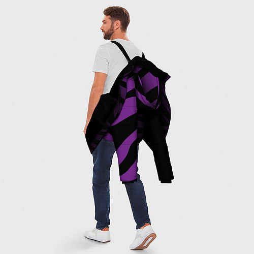 Мужская зимняя куртка Фиолетовый с черными полосками зебры / 3D-Черный – фото 5